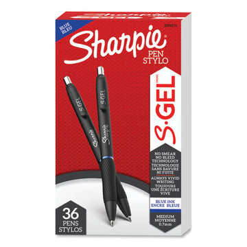 Sharpie® S-Gel™ S-gel High-performance Gel Pen, Retractable, Medium 0.7 Mm, Blue Ink, Black Barrel, 36-pack freeshipping - TVN Wholesale